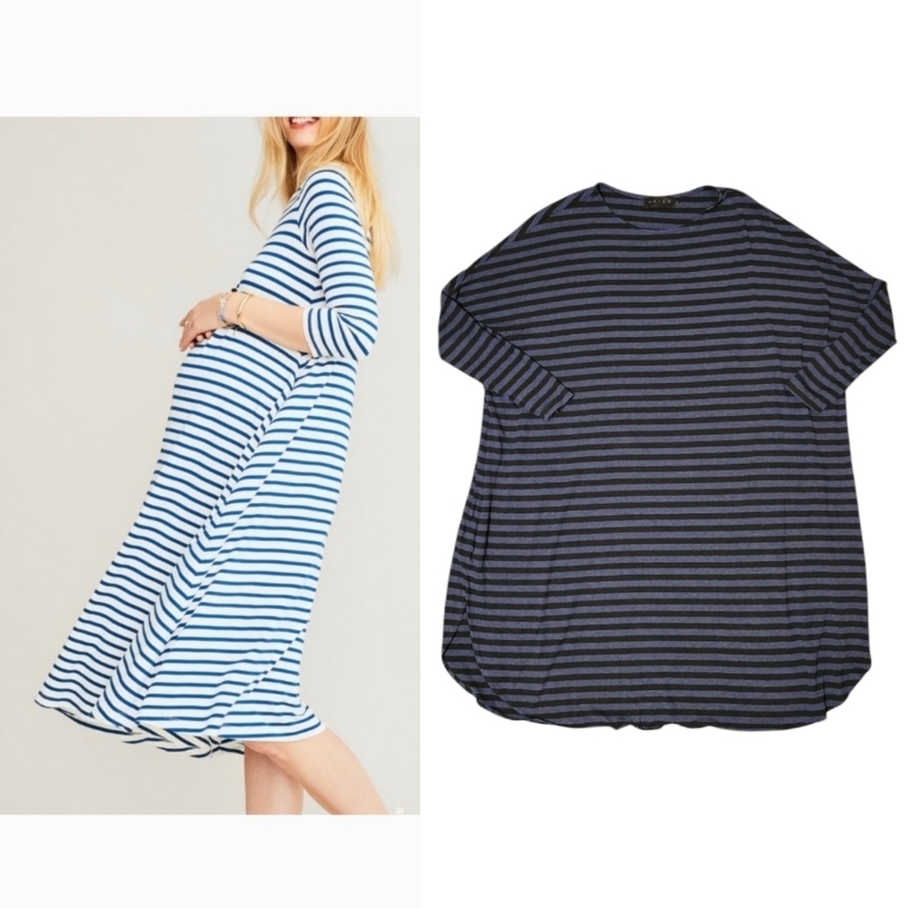 Hatch Striped Maternity Dress in Navy and White